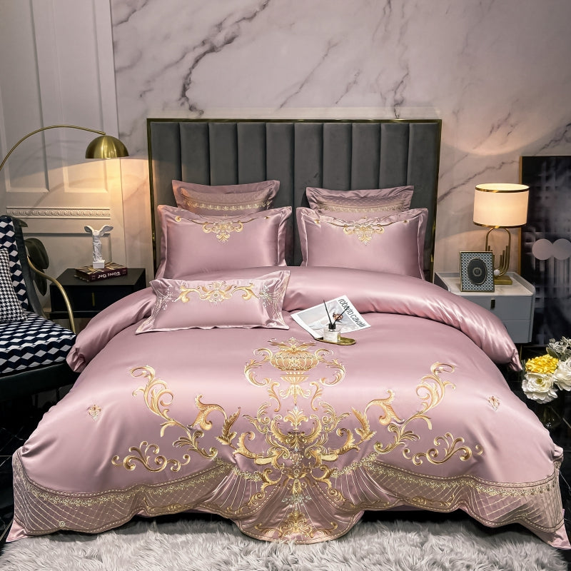 Elmira Candy Luxury 600TC Satin Egyptian Cotton Royal Embroidery Duvet Bedding Set - DARIYA HOME