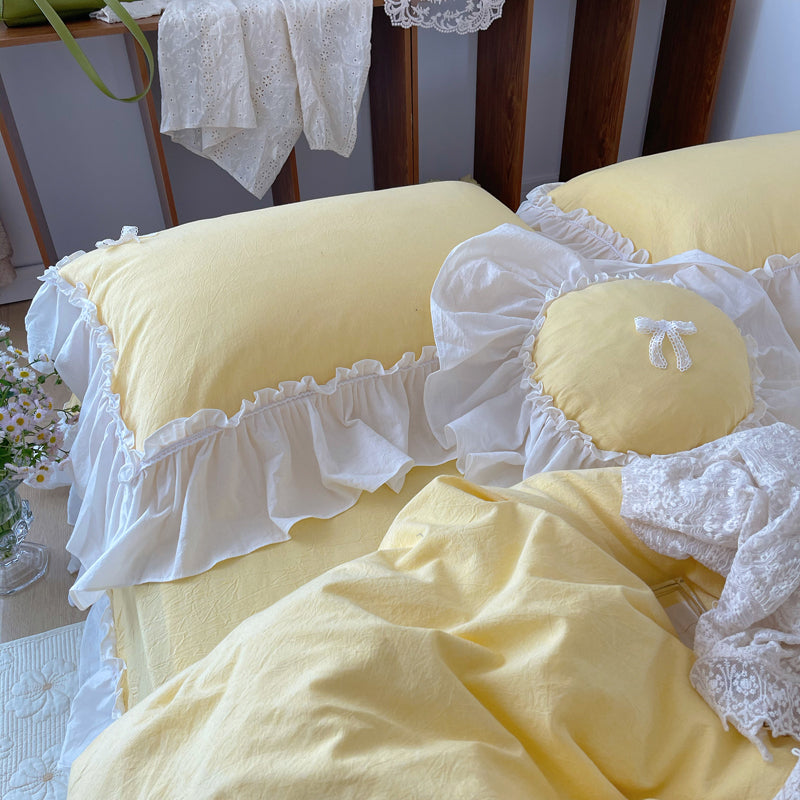 Marseille Yellow Summer Cotton Embroidered Duvet Bedding Set - DARIYA HOME