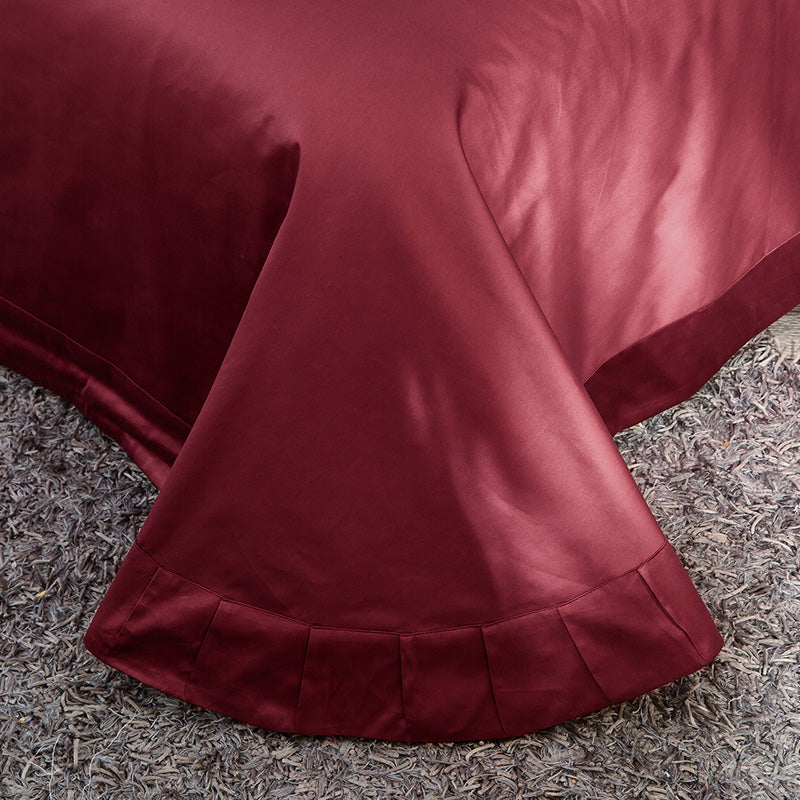 Celeste Burgundy Luxury Palace Embroidery Satin Cotton Royal Duvet Bedding Set - DARIYA HOME