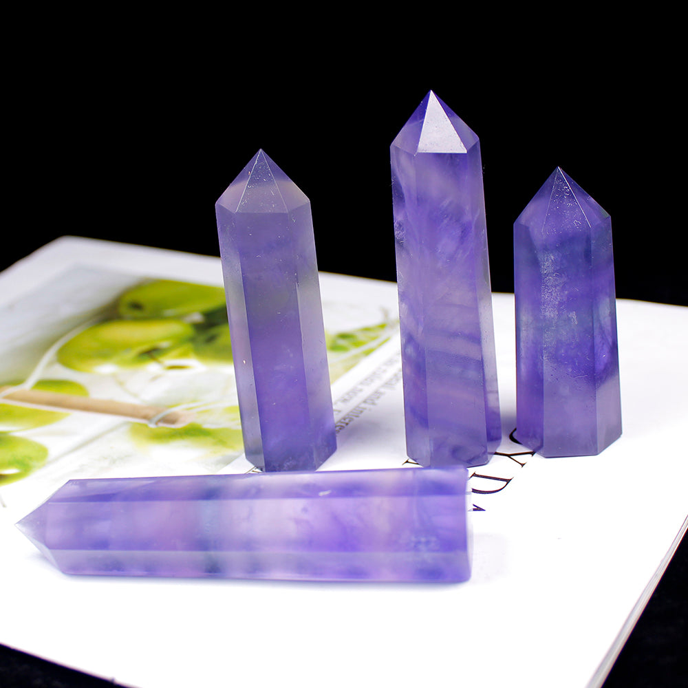 Fluorite Crystal Point Blue Violet Home Obelisk