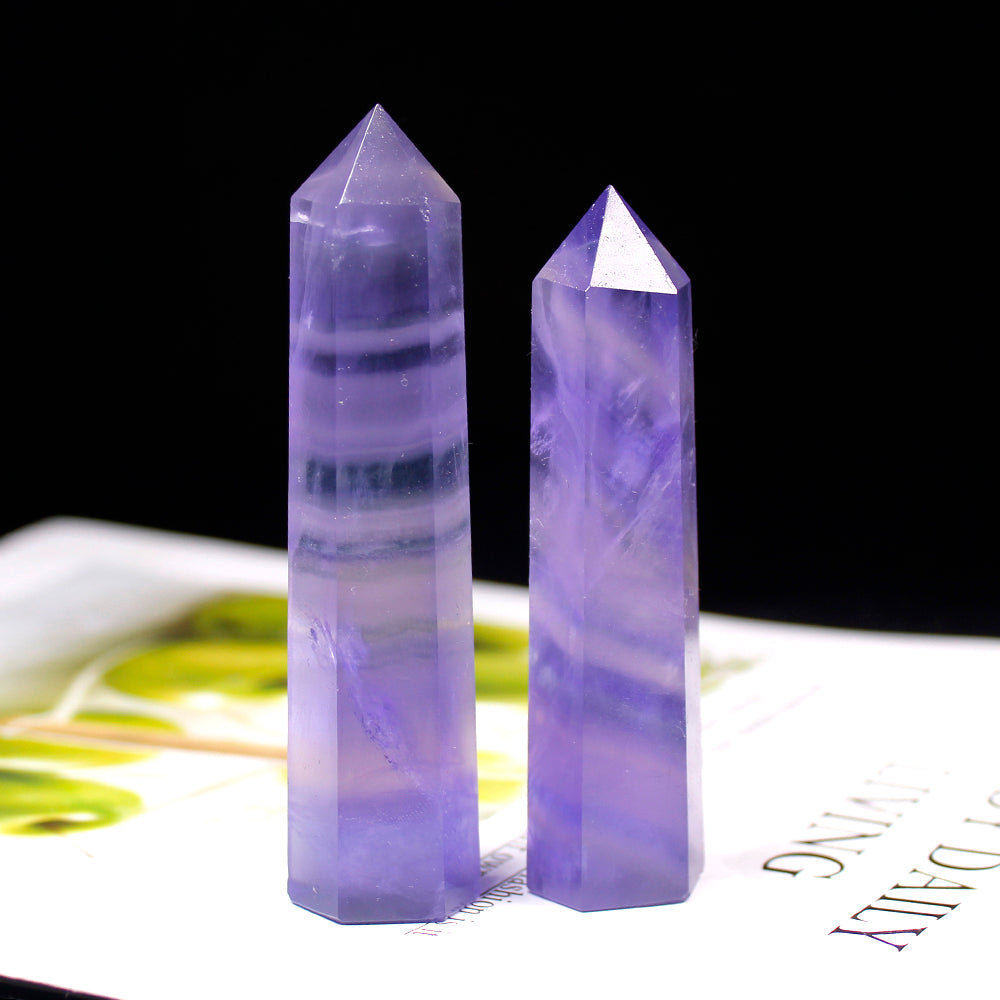 Fluorite Crystal Point Blue Violet Home Obelisk