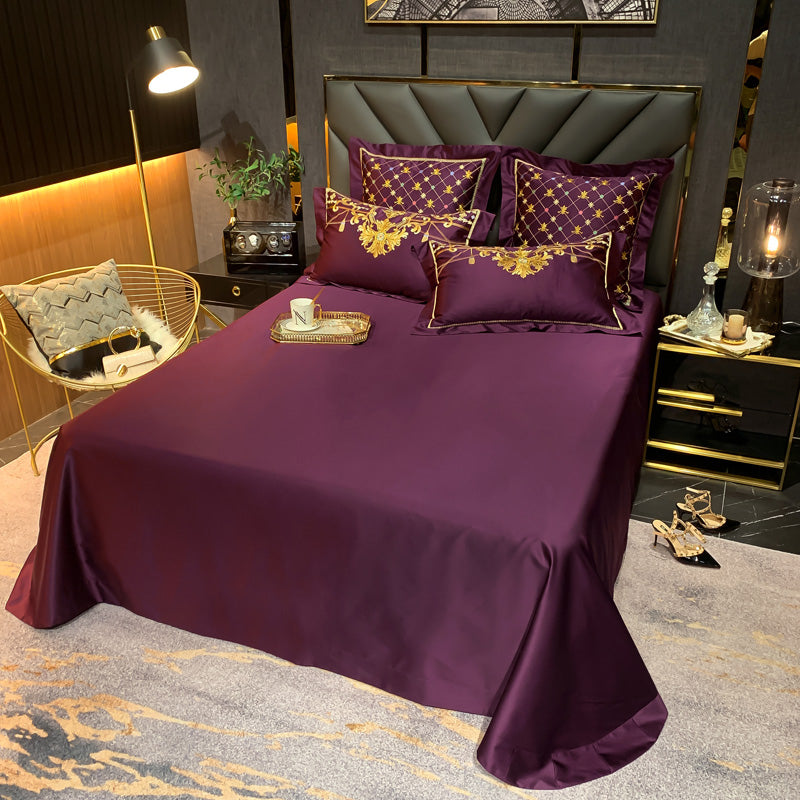 Venezia Viola Luxury Palace Embroidery Egyptian Cotton Royal Duvet Bedding Set - DARIYA HOME