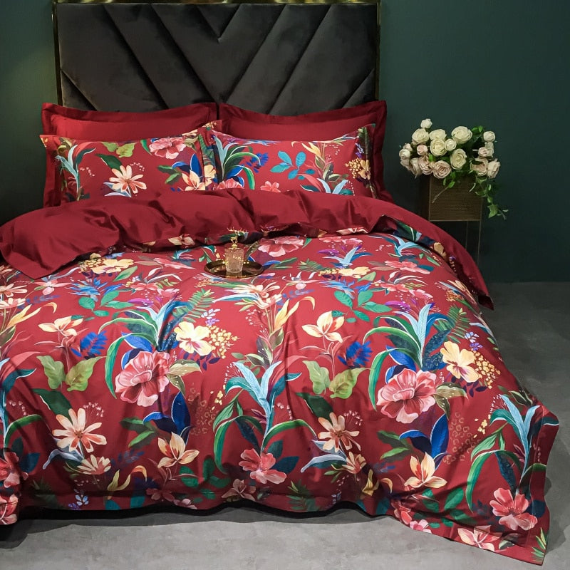 Brigitte Cabaret Floral Egyptian Cotton Bedding Set - DARIYA HOME