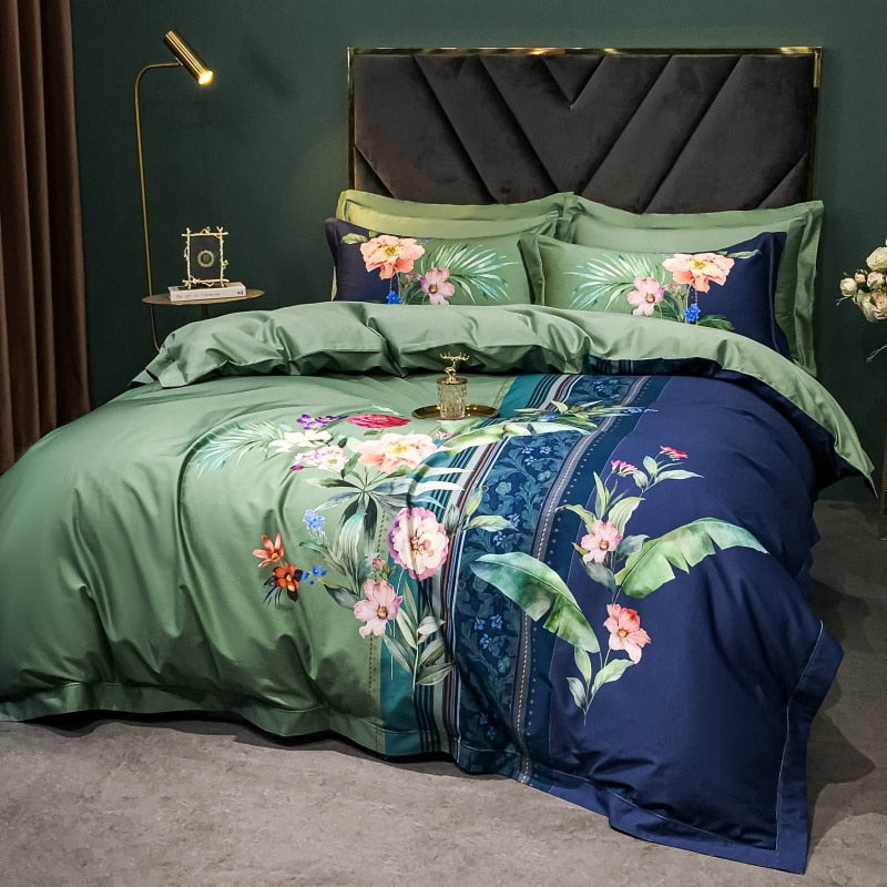 Brigitte Envy Floral Design Egyptian Cotton Bedding Set - DARIYA HOME