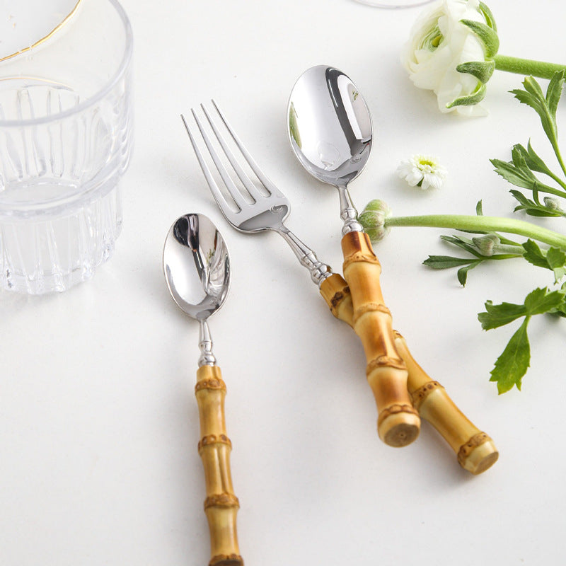 Giovanni Real Bamboo Stainless Steel Cutlery Set - DARIYA HOME