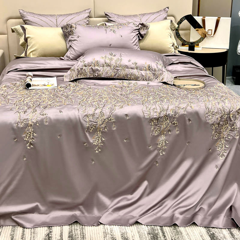 Cream Pearl Luxury 1000TC Egyptian Cotton Royal Embroidery Duvet Bedding Set - DARIYA HOME