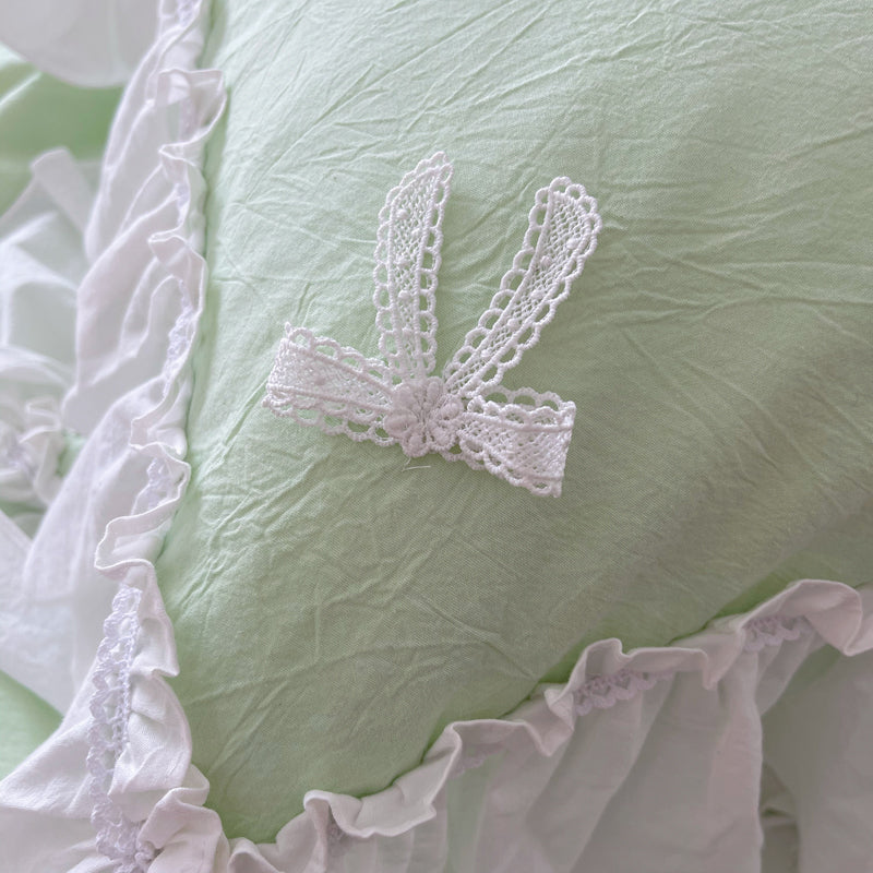 Marseille Mint Summer Cotton Embroidered Duvet Bedding Set - DARIYA HOME