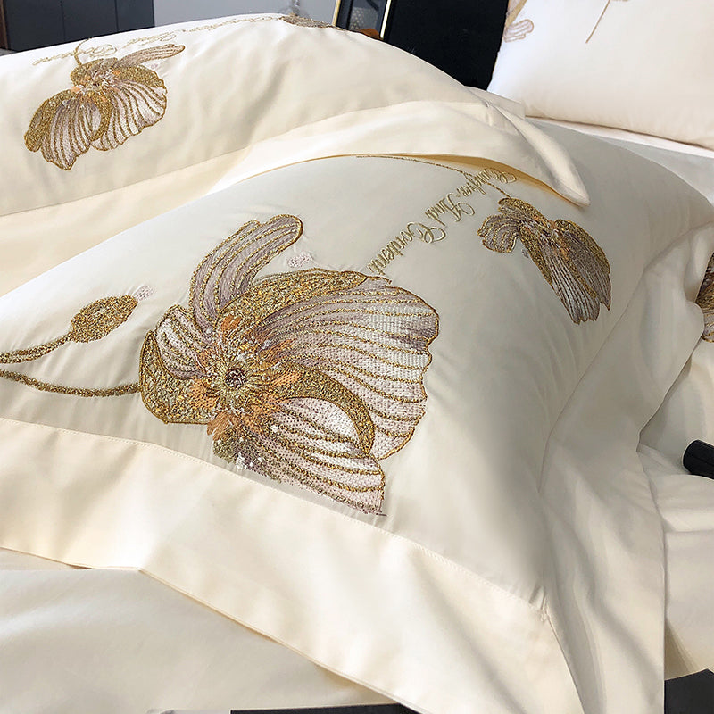 Flora Egyptian Cotton Luxury Embroidered Bedding Set - DARIYA HOME