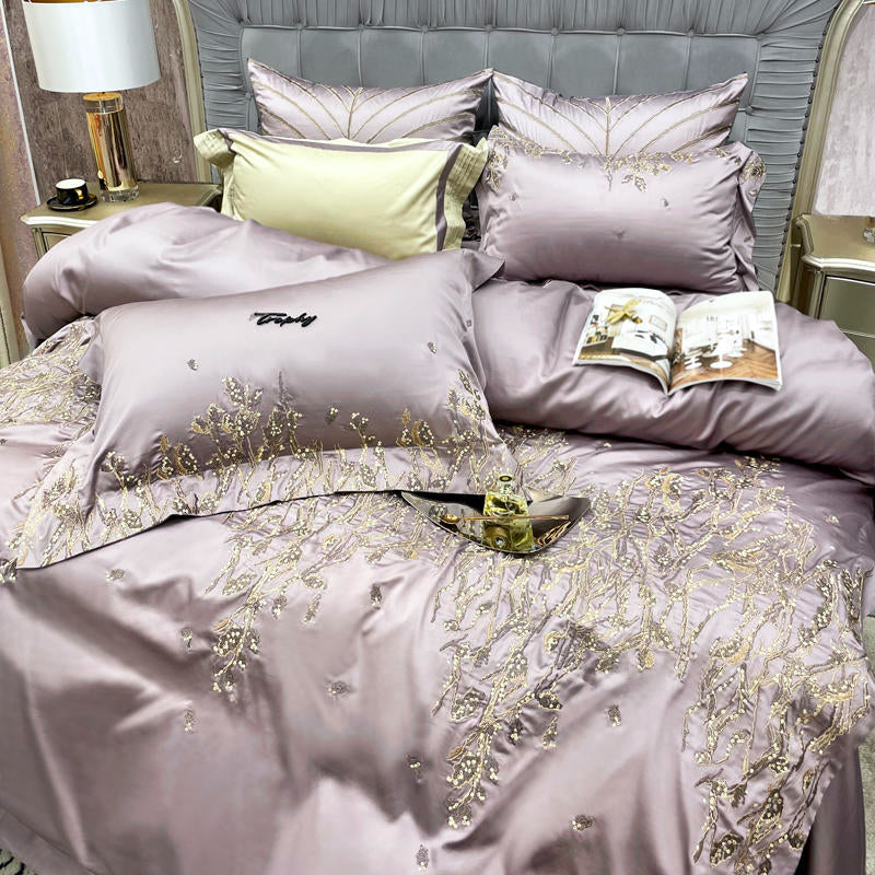 Cream Pearl Luxury 1000TC Egyptian Cotton Royal Embroidery Duvet Bedding Set - DARIYA HOME