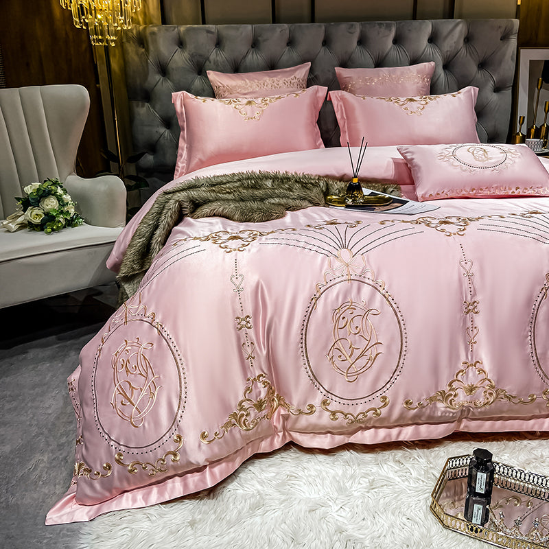 Naomi Clam Shell Luxury 600TC Satin Egyptian Cotton Royal Embroidered Duvet Bedding Set - DARIYA HOME