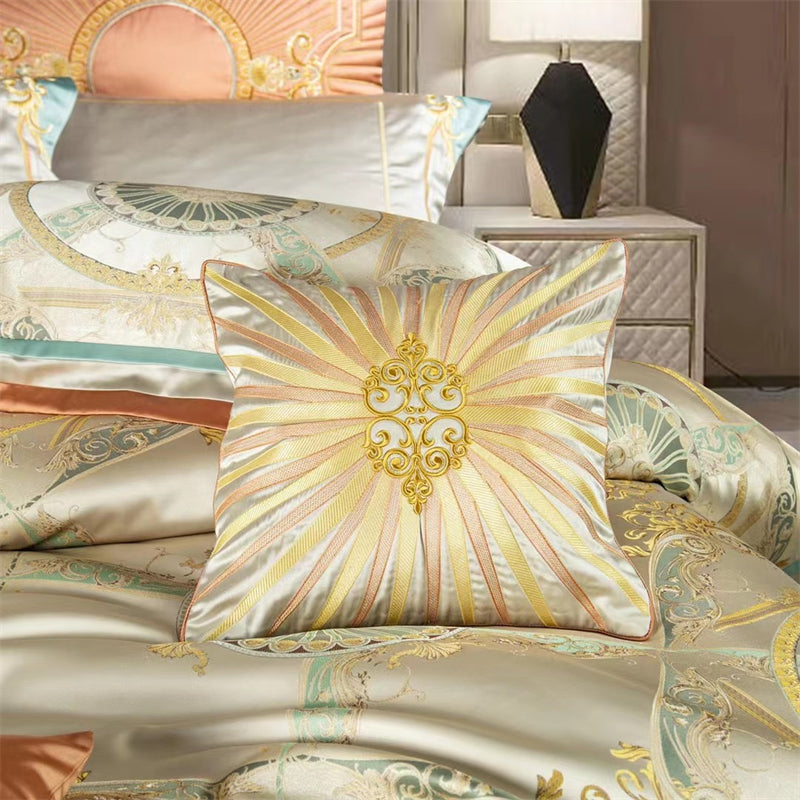 Tayah Luxury Satin Jacquard Egyptian Cotton Royal Embroidered Duvet Cover Set - DARIYA HOME