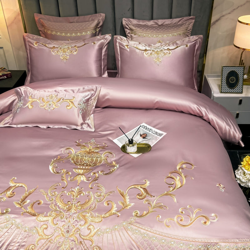 Elmira Candy Luxury 600TC Satin Egyptian Cotton Royal Embroidery Duvet Bedding Set - DARIYA HOME