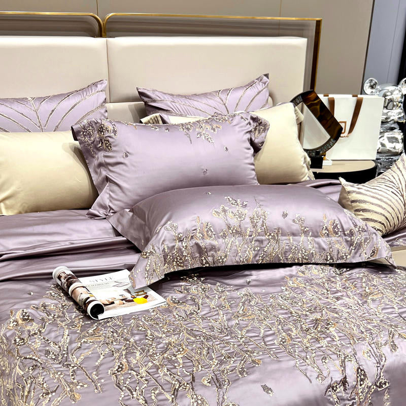 Cream Pearl Luxury 1000TC Egyptian Cotton Royal Embroidery Duvet Bedding Set - DARIYA HOME