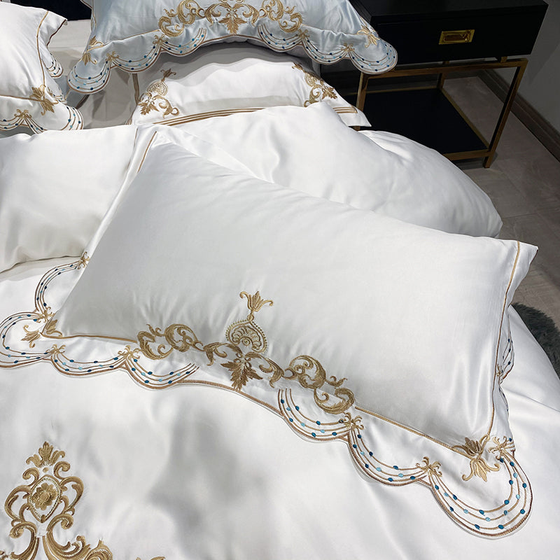 Lucia Luxury Soft Satin Egyptian Cotton Royal Embroidery Duvet Bedding Set - DARIYA HOME