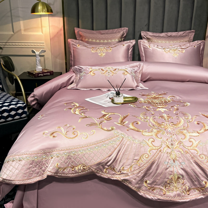 Elmira Candy Luxury 600TC Satin Egyptian Cotton Royal Embroidery Duvet Bedding Set - DARIYA HOME