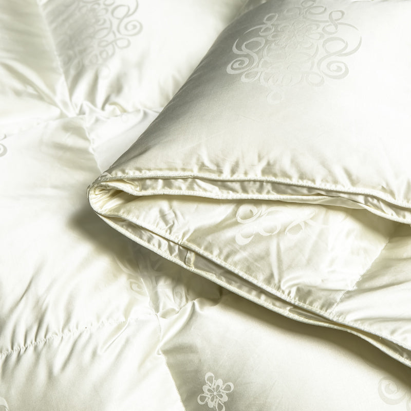 Teva Champagne Quilted Brocade Jacquard Goose Down All Seasons Luxury Comforter - DARIYA HOME