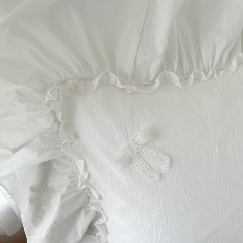 Marseille Porcelain White Summer Cotton Embroidered Duvet Bedding Set - DARIYA HOME