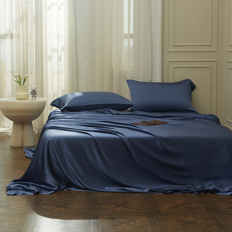 Thana Fiord Blue Mulberry Silk Luxury Bedding Set - DARIYA HOME