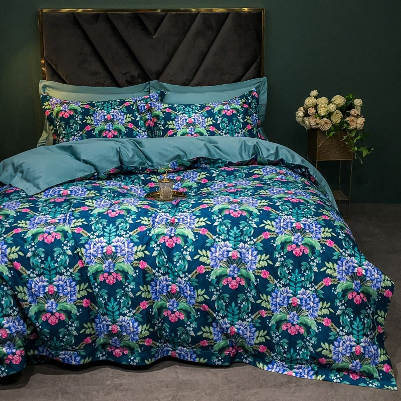 Brigitte Forest Flora Design Egyptian Cotton Bedding Set - DARIYA HOME