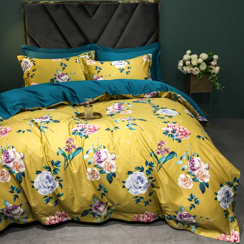 Brigitte Salomie Roses Floral Design Egyptian Cotton Bedding Set - DARIYA HOME