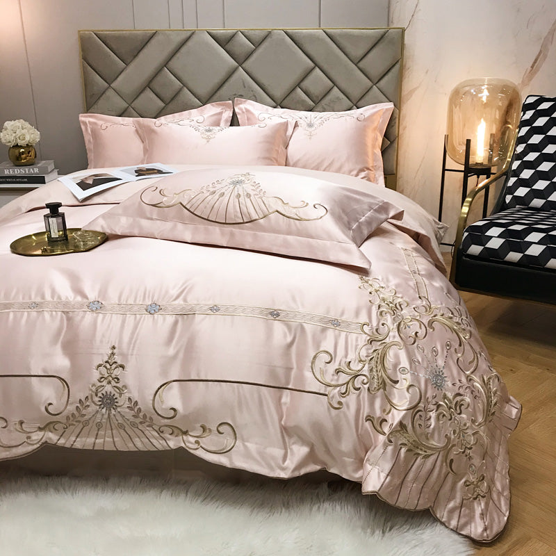 Victoria Wafer Luxury 600TC Satin Egyptian Cotton Royal Embroidery Duvet Bedding Set - DARIYA HOME