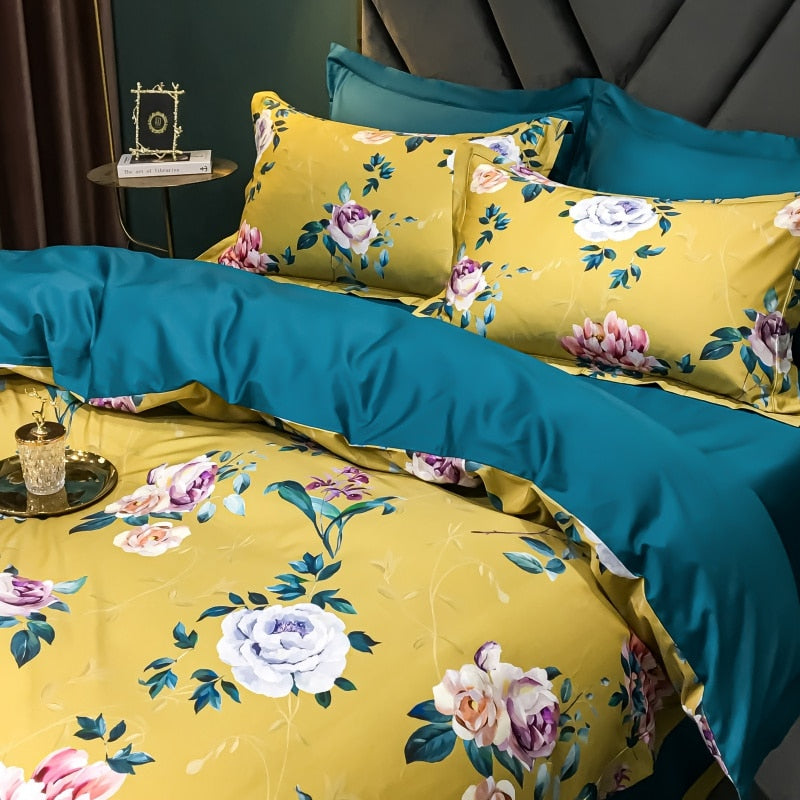 Brigitte Salomie Roses Floral Design Egyptian Cotton Bedding Set - DARIYA HOME