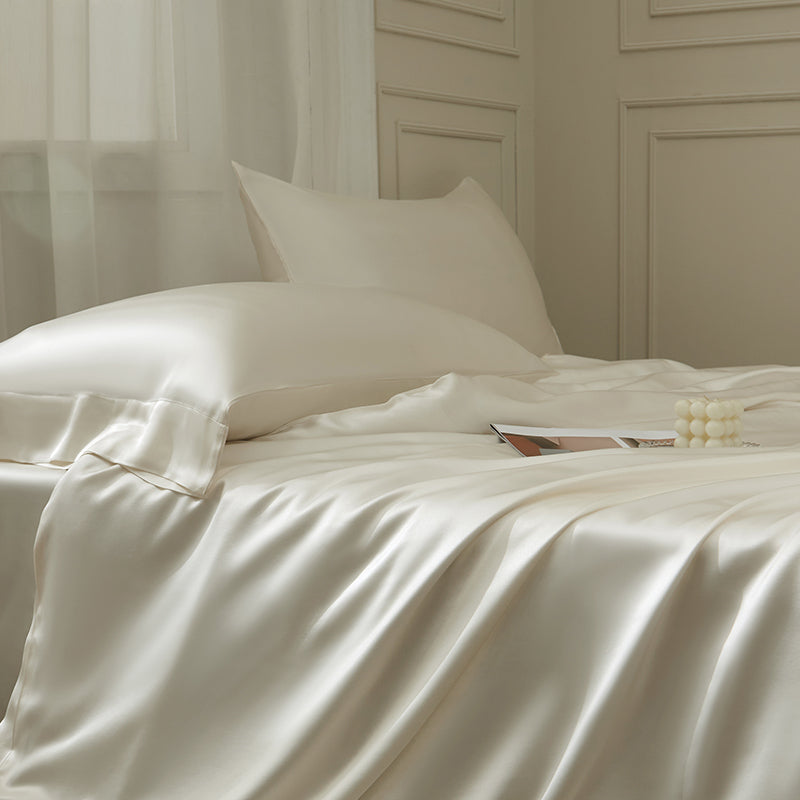 Thana Cararra White Mulberry Silk Luxury Bedding Set - DARIYA HOME