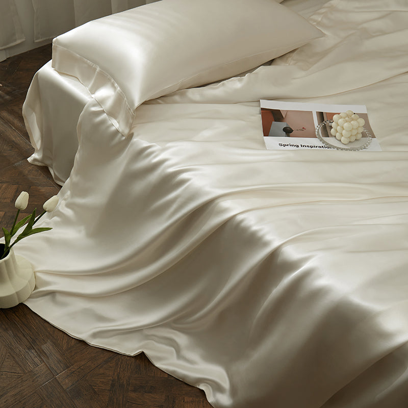 Thana Cararra White Mulberry Silk Luxury Bedding Set - DARIYA HOME