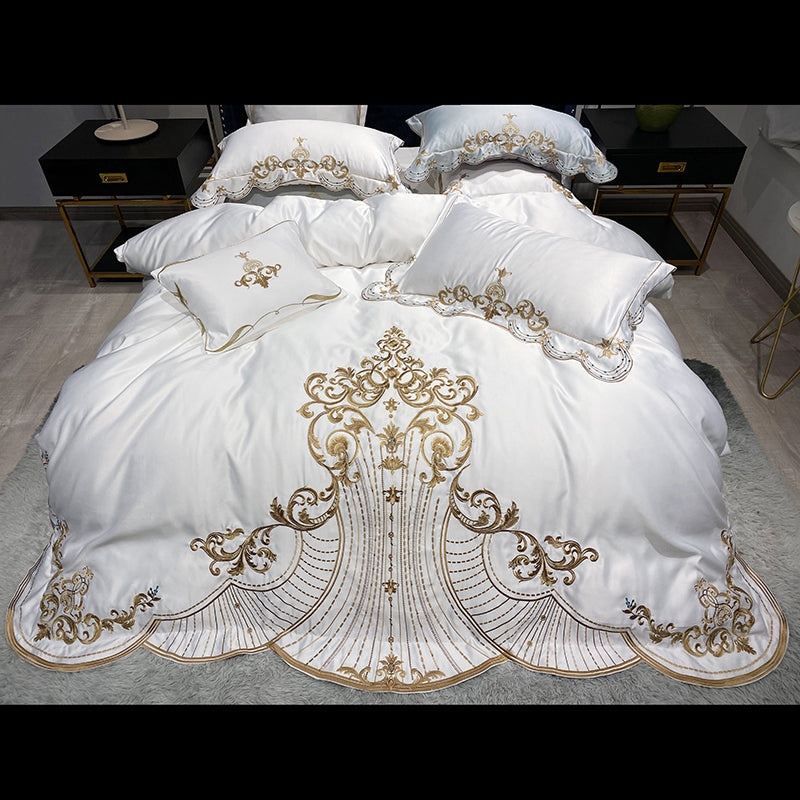 Lucia Luxury Soft Satin Egyptian Cotton Royal Embroidery Duvet Bedding Set - DARIYA HOME