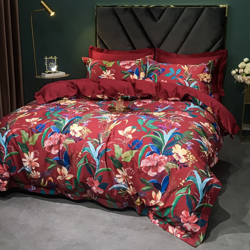 Brigitte Cabaret Floral Egyptian Cotton Bedding Set - DARIYA HOME