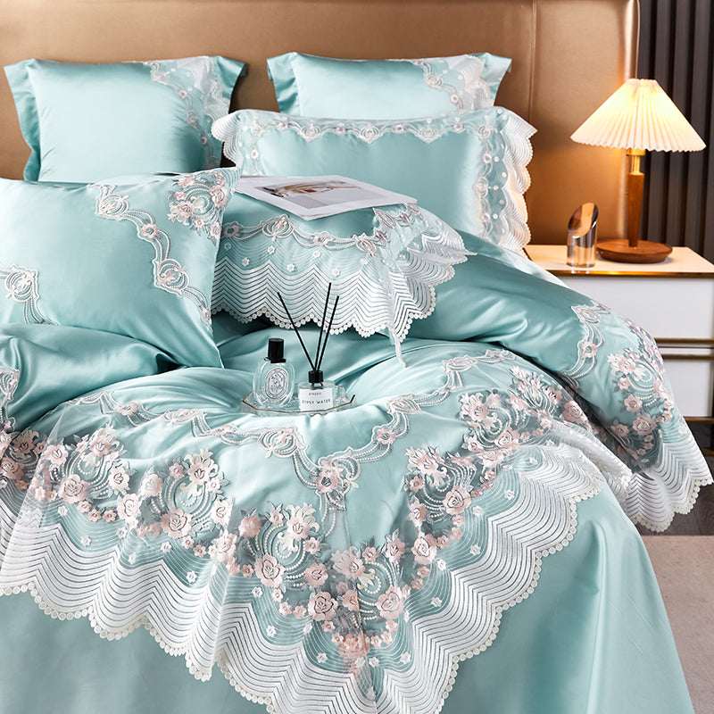 Layal Jungle Mist Luxury Satin 1200TC Egyptian Cotton Duvet Bedding Set - DARIYA HOME