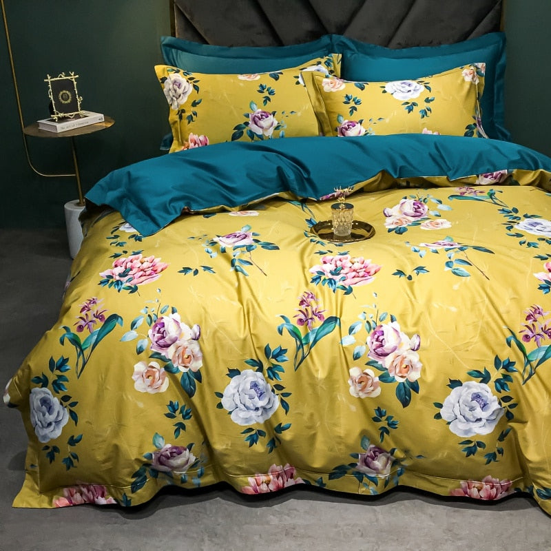 Brigitte Salomie Roses Floral Design Egyptian Cotton Bedding Set - DARIYA HOME