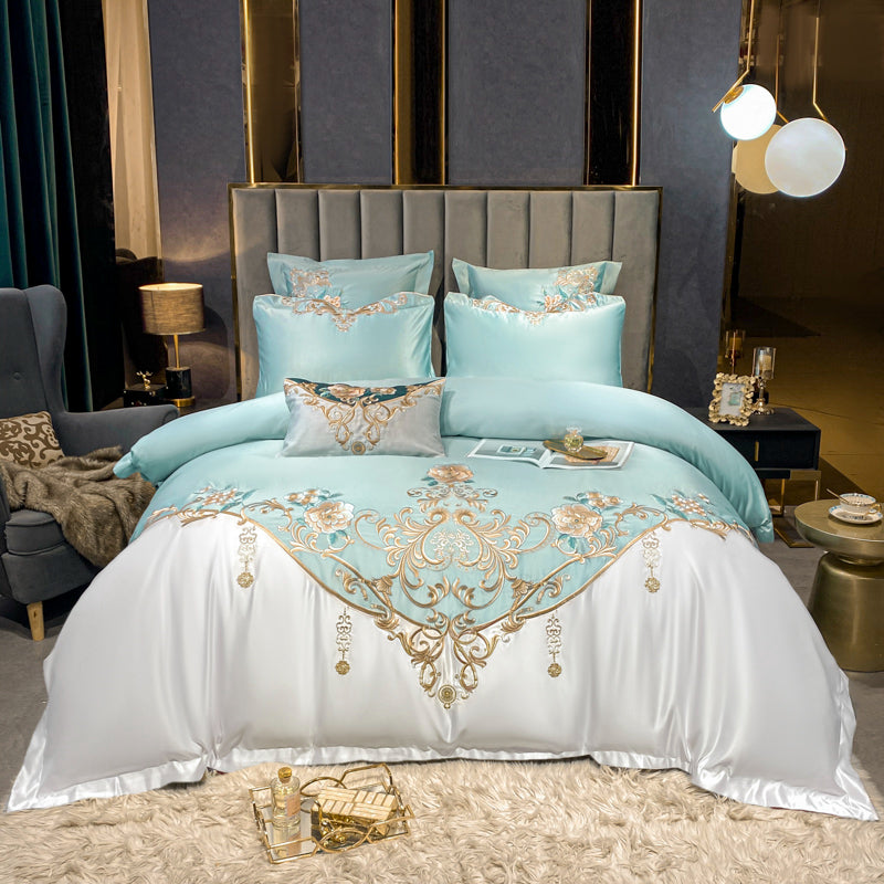 Julieta Botticelli Luxury 600 TC Cotton Flowers Royal Embroidery Duvet Bedding Set - DARIYA HOME