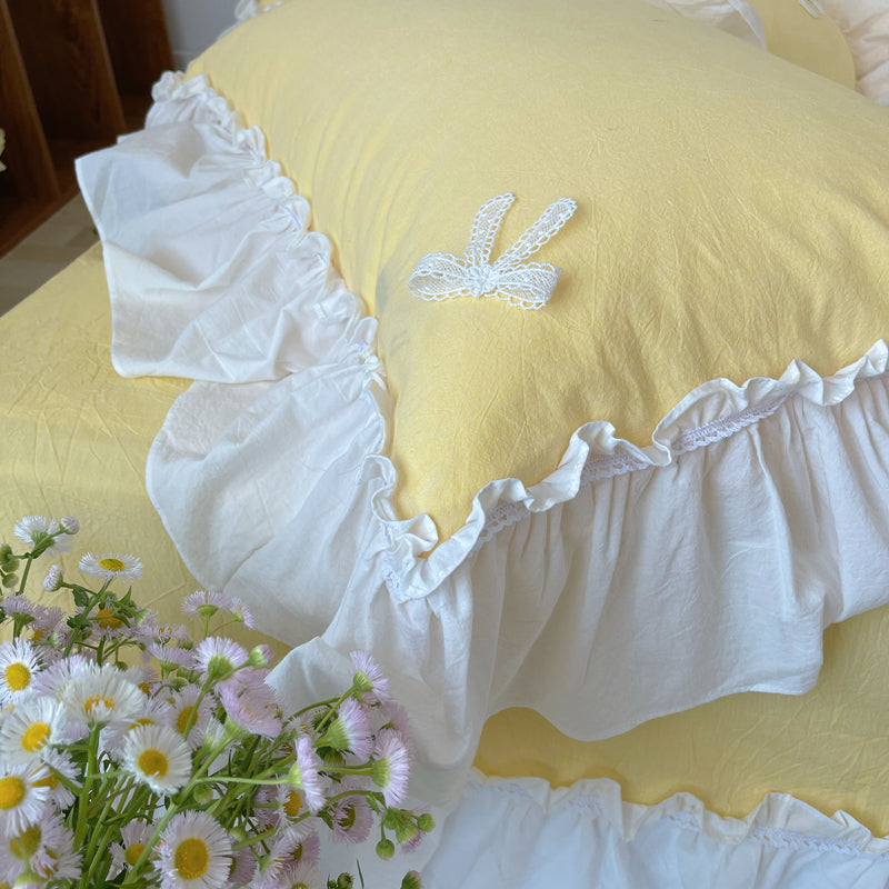 Marseille Yellow Summer Cotton Embroidered Duvet Bedding Set - DARIYA HOME