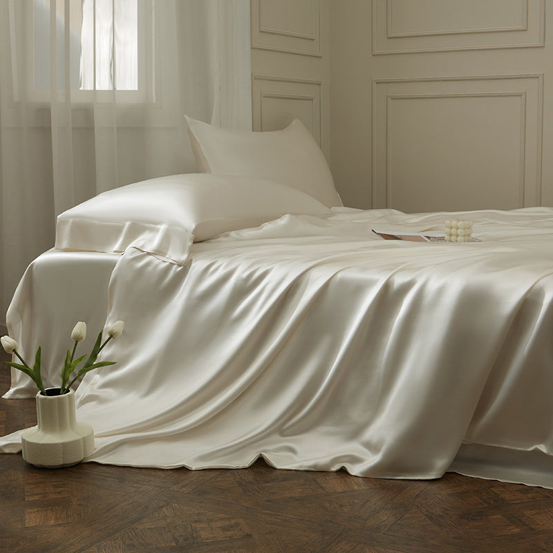 Thana Cararra White Mulberry Silk Luxury Bedding Set - DARIYA HOME