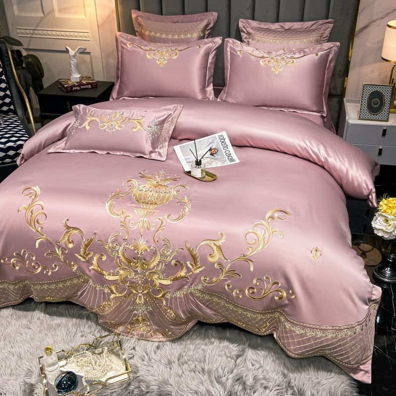 Elmira Candy Luxury 600TC Satin Egyptian Cotton Royal Embroidery Duvet Bedding Set - DARIYA HOME