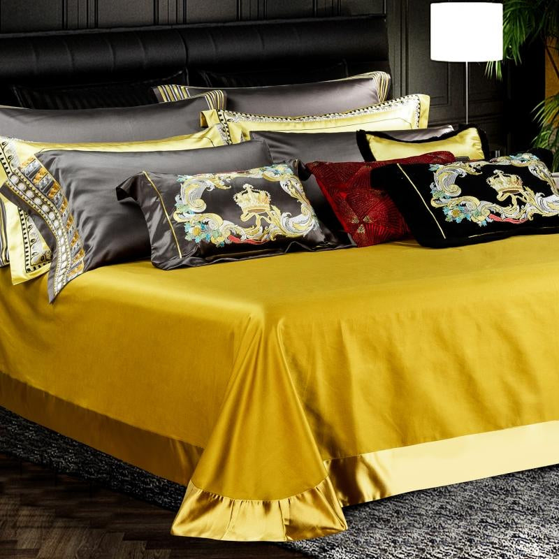 Hessa Luxury Satin Jacquard 1200TC Egyptian Cotton Royal Embroidered Duvet Cover Set - DARIYA HOME