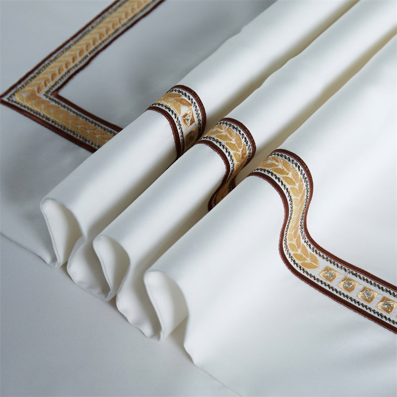 King White Luxury 1000TC Egyptian Cotton Royal Embroidery Duvet Bedding Set - DARIYA HOME