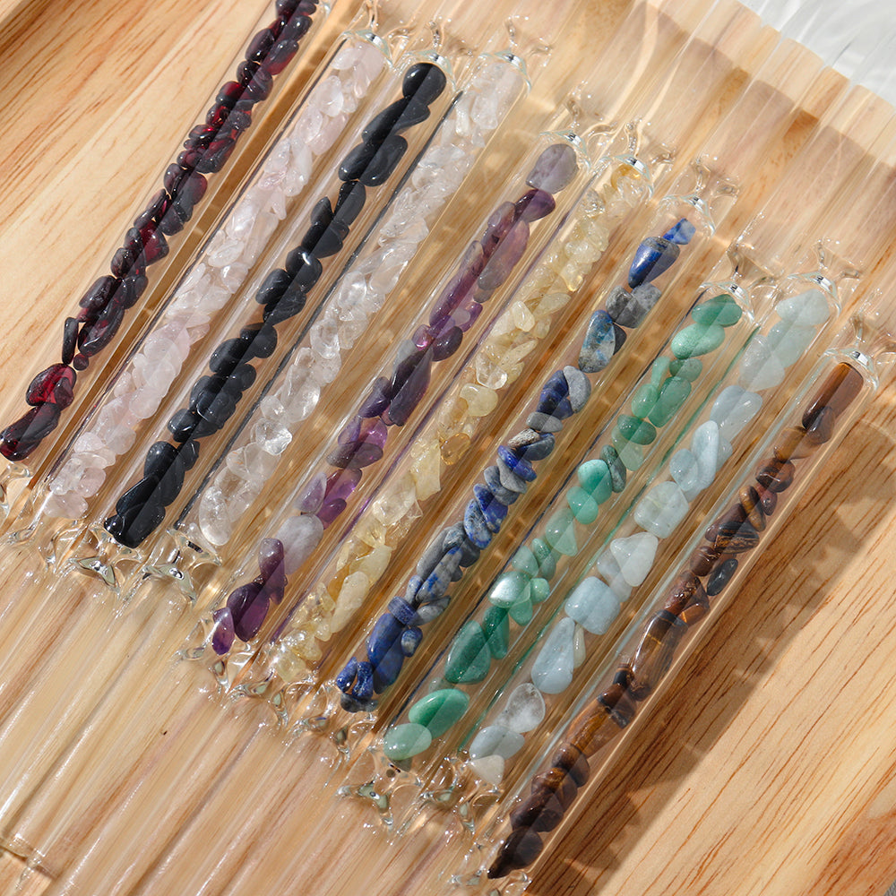 Natural Crystal Stones Luxury Glass Straw 10 Pieces Set