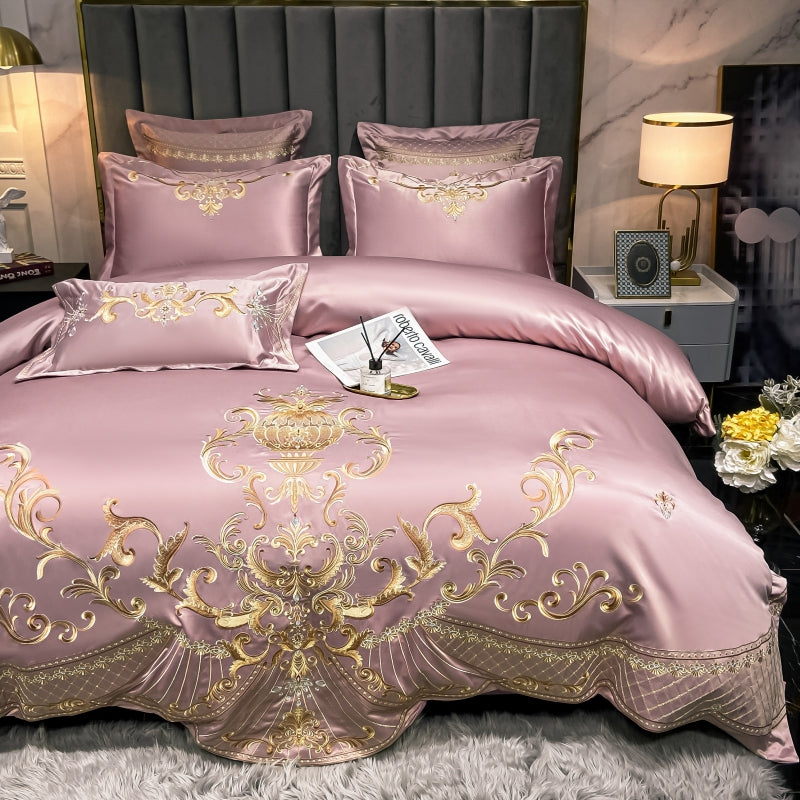 Elmira Candy Luxury 600TC Satin Egyptian Cotton Royal Embroidery Duvet Bedding Set - DARIYA HOME