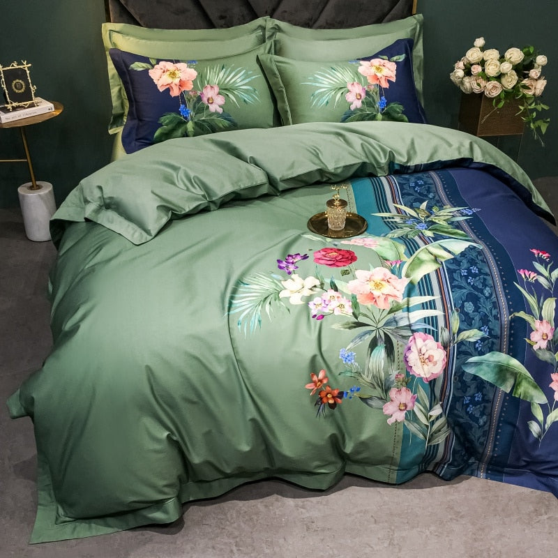 Brigitte Envy Floral Design Egyptian Cotton Bedding Set - DARIYA HOME