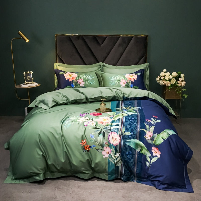 Brigitte Envy Floral Design Egyptian Cotton Bedding Set - DARIYA HOME