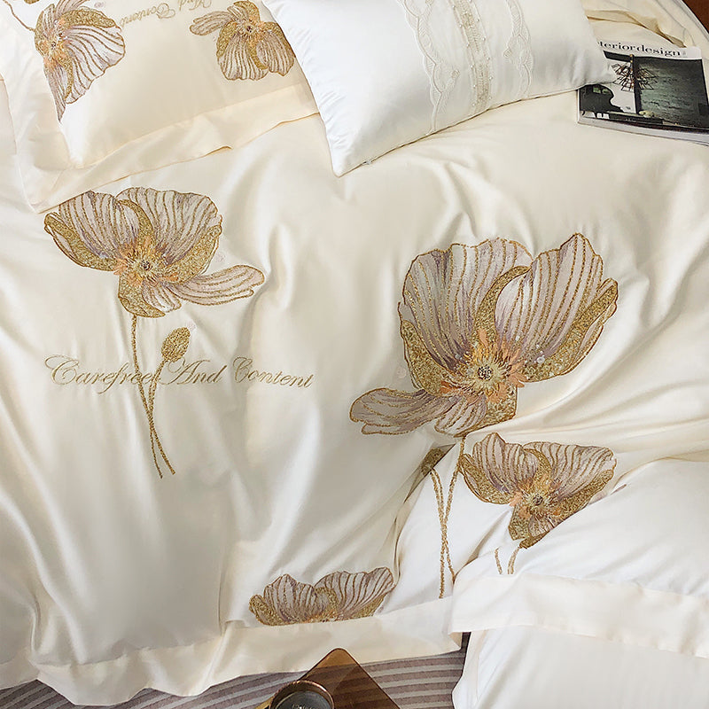 Flora Egyptian Cotton Luxury Embroidered Bedding Set - DARIYA HOME