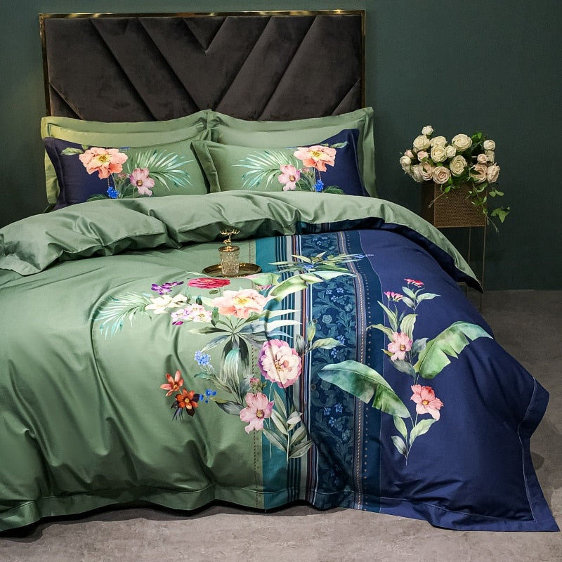 Brigitte Envy Floral Design Egyptian Cotton Bedding Set - DARIYA HOME