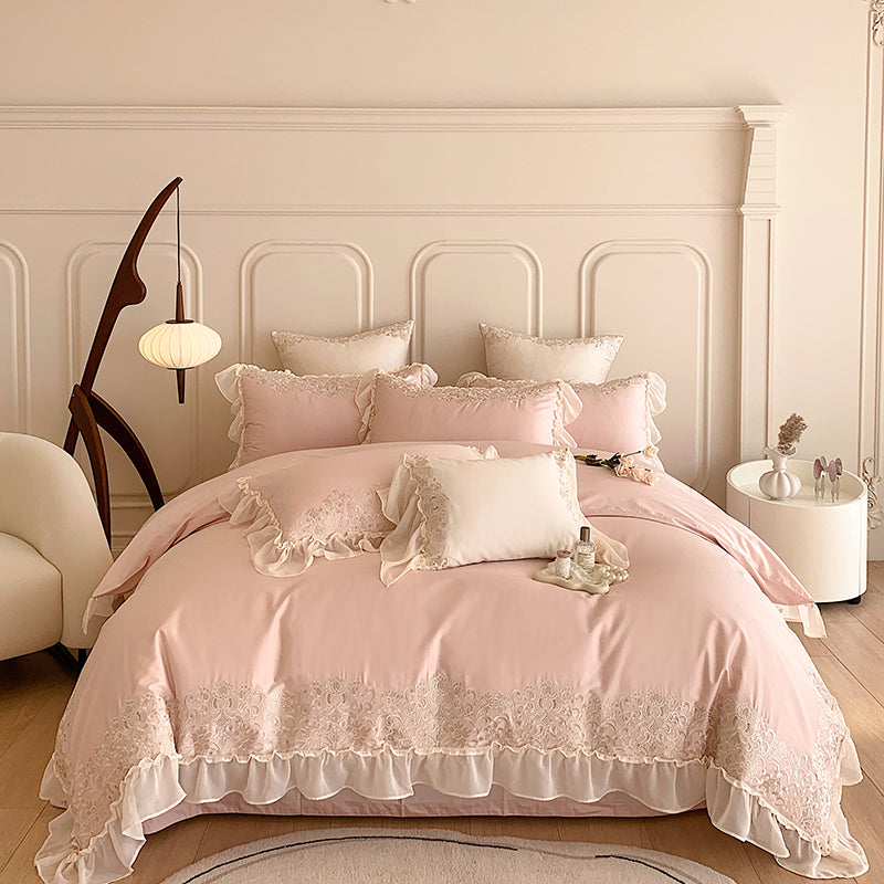 Ariana Pink Egyptian Cotton Embroidered Royal Duvet Bedding Set - DARIYA HOME