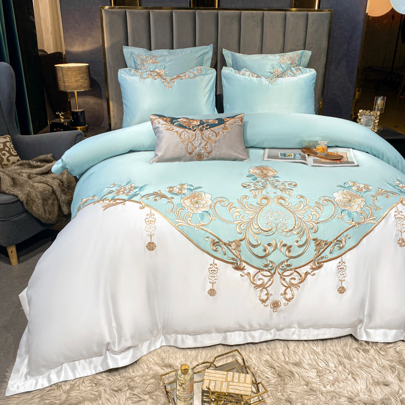 Julieta Botticelli Luxury 600 TC Cotton Flowers Royal Embroidery Duvet Bedding Set - DARIYA HOME