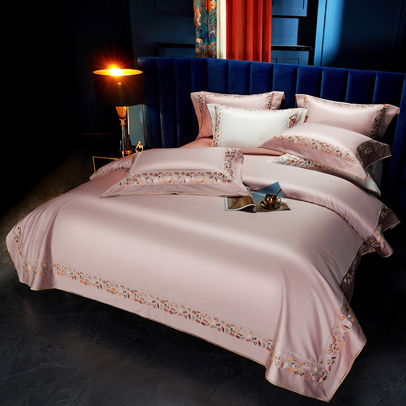 Elice Pink Luxury 1000TC Egyptian Cotton Royal Embroidery Duvet Bedding Set - DARIYA HOME