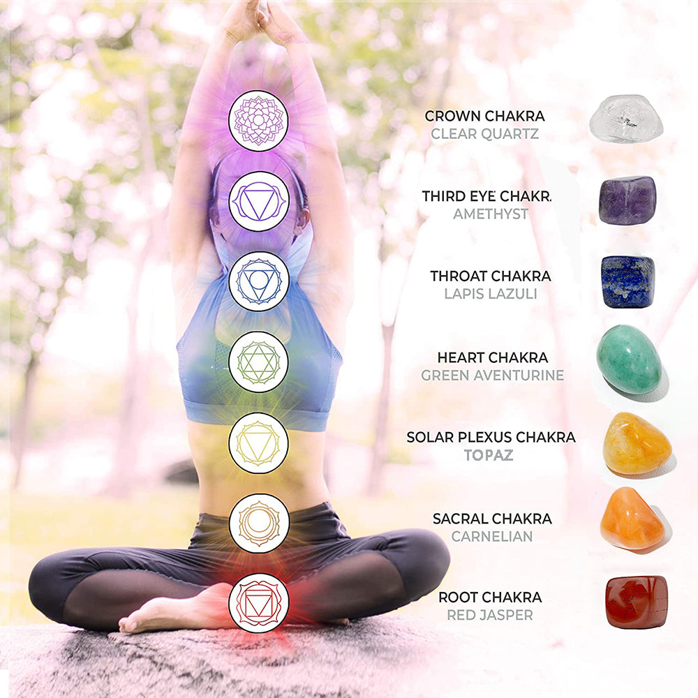 14 Natural Crystals Gemstones 7 Chakras Luxury Home Collection Gift Box