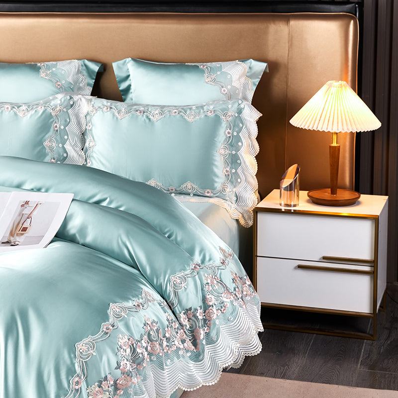 Layal Jungle Mist Luxury Satin 1200TC Egyptian Cotton Duvet Bedding Set - DARIYA HOME