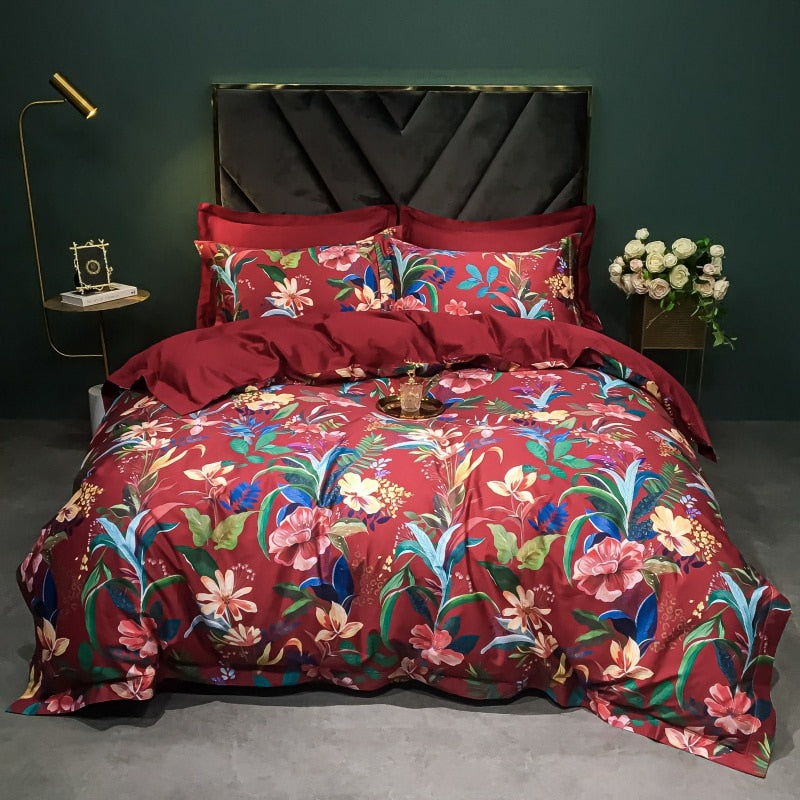 Brigitte Cabaret Floral Egyptian Cotton Bedding Set - DARIYA HOME